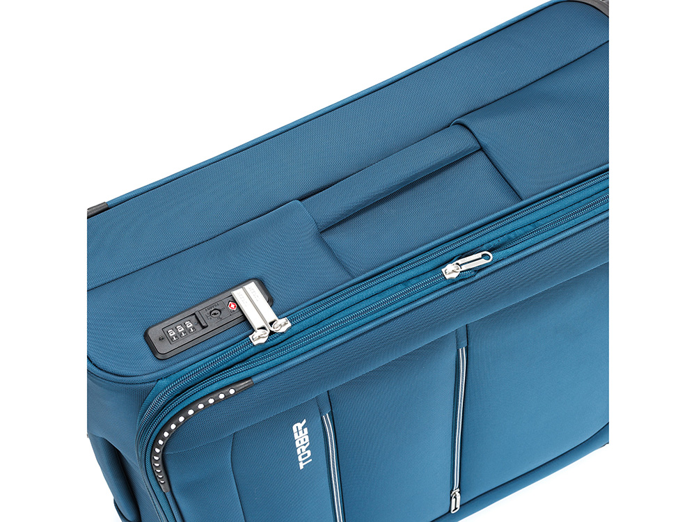 Чемодан TORBER ВИВИ, синий, полиэстер, 44 х 25 х 67 см, 63 л Чемодан TORBER ВИВИ, синий, полиэстер, 44 х 25 х 67 см, 63 л