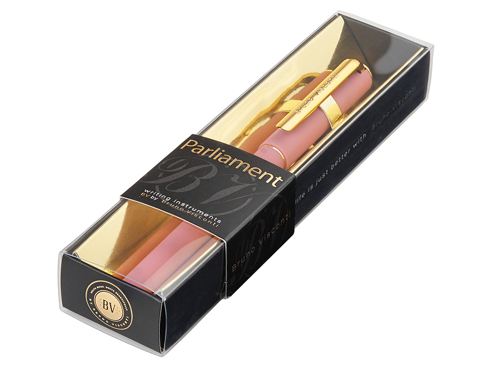 Ручка пластиковая шариковая Parliament, 0,7 мм, синие чернила, розовый/золотистый