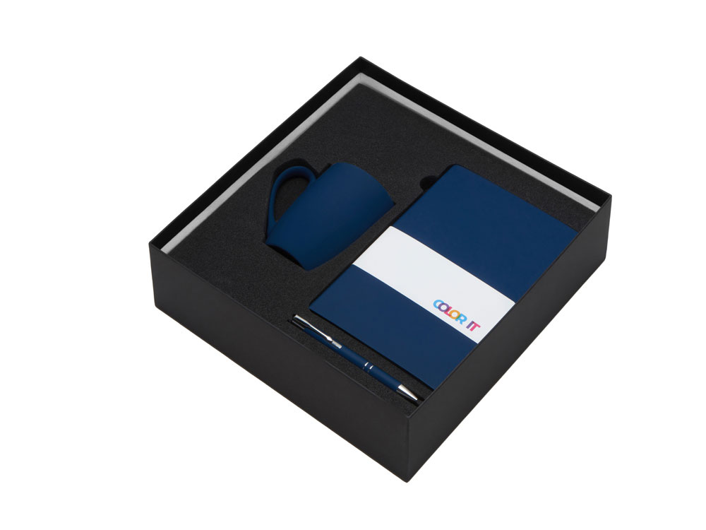 Подарочный набор с блокнотом С3, металлической ручкой и кружкой, темно-синий Подарочный набор с блокнотом С3, металлической ручкой и кружкой, темно-синий