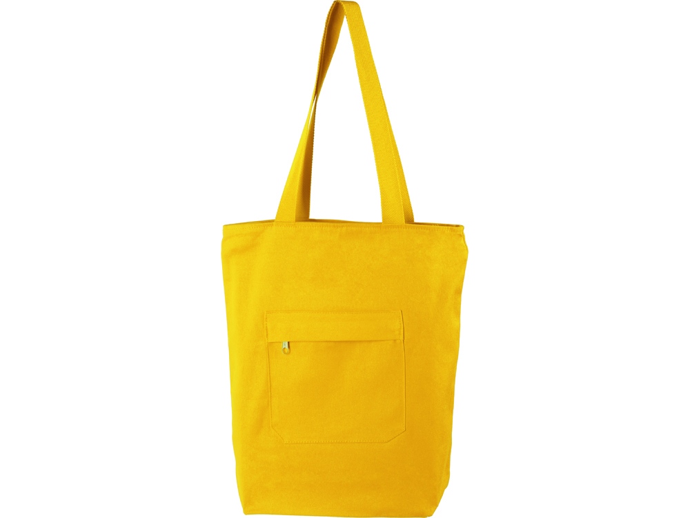 Сумка на молнии Zipper из хлопка 280 г c карманом на молнии спереди, желтый