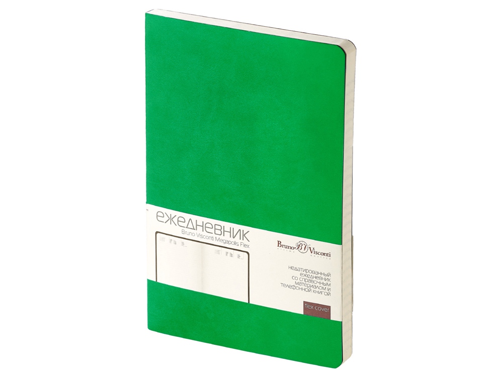 Ежедневник А5 недатированный Megapolis Flex, зеленый флуор