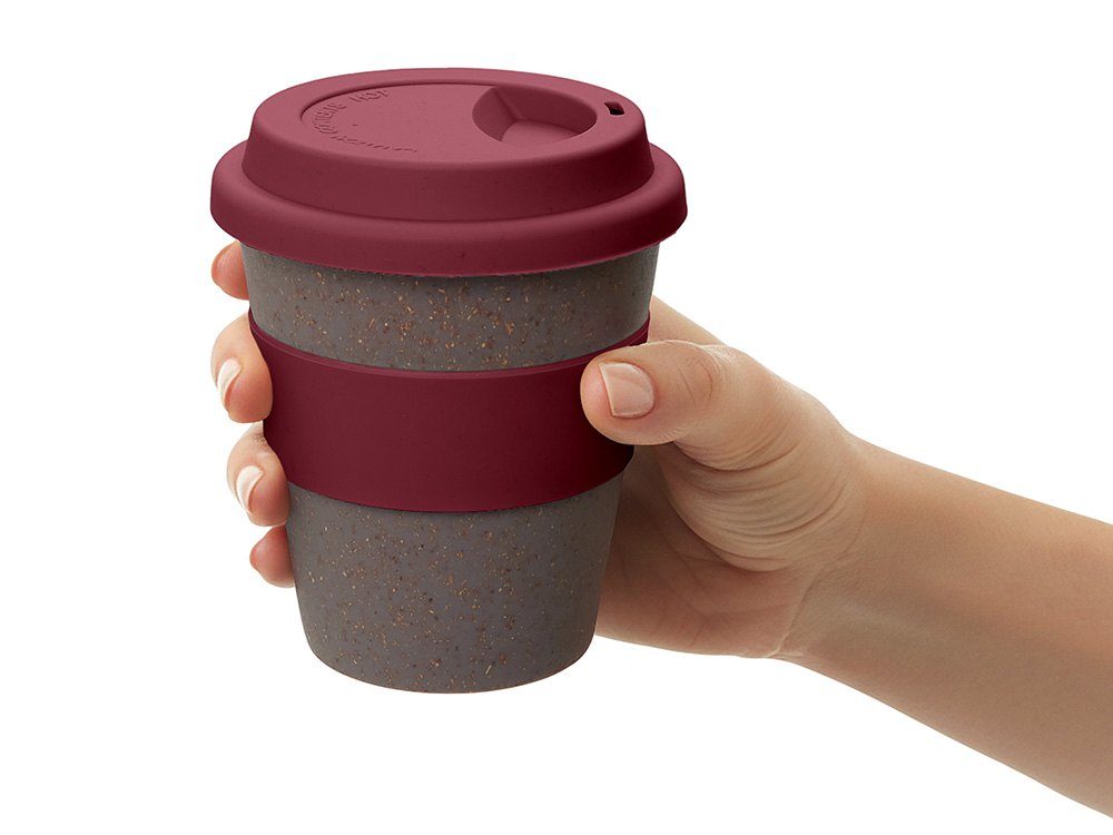 Стакан с силиконовой крышкой Cafe, burgundy Стакан с силиконовой крышкой Cafe, burgundy