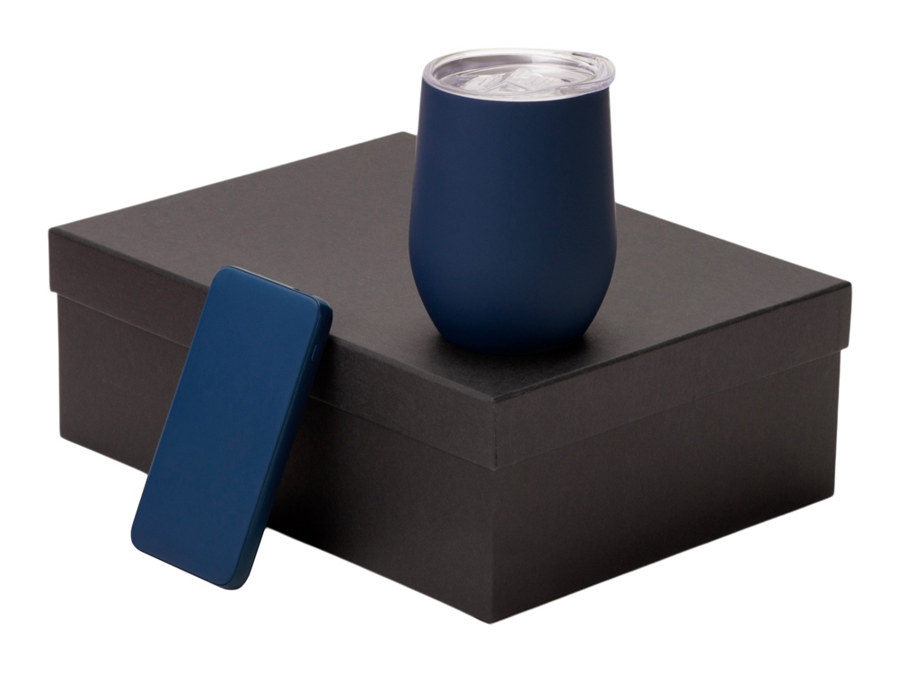 Подарочный набор с термокружкой и повербанком С2, 10000 mAh, темно-синий Подарочный набор с термокружкой и повербанком С2, 10000 mAh, темно-синий