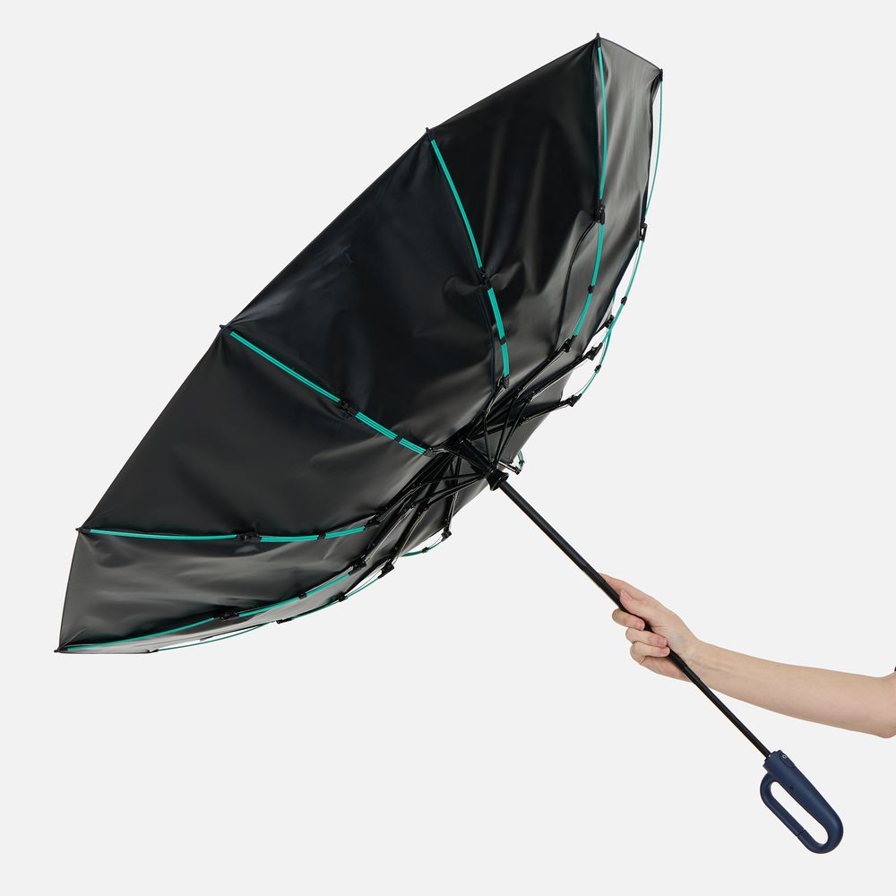 Зонт складной Skymate с УФ-защитой и ручкой-карабином, темно-синий