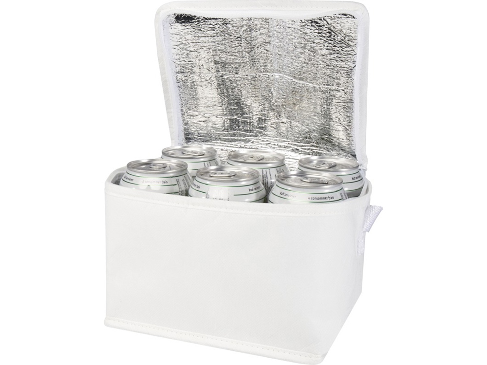 Spectrum нетканая сумка-холодильник, 4 л, на 6 банок, из переработанных материалов, белый