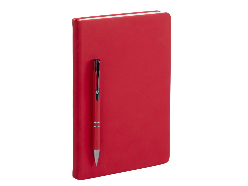 Подарочный набор с блокнотом С3, металлической ручкой и термобутылкой, красный