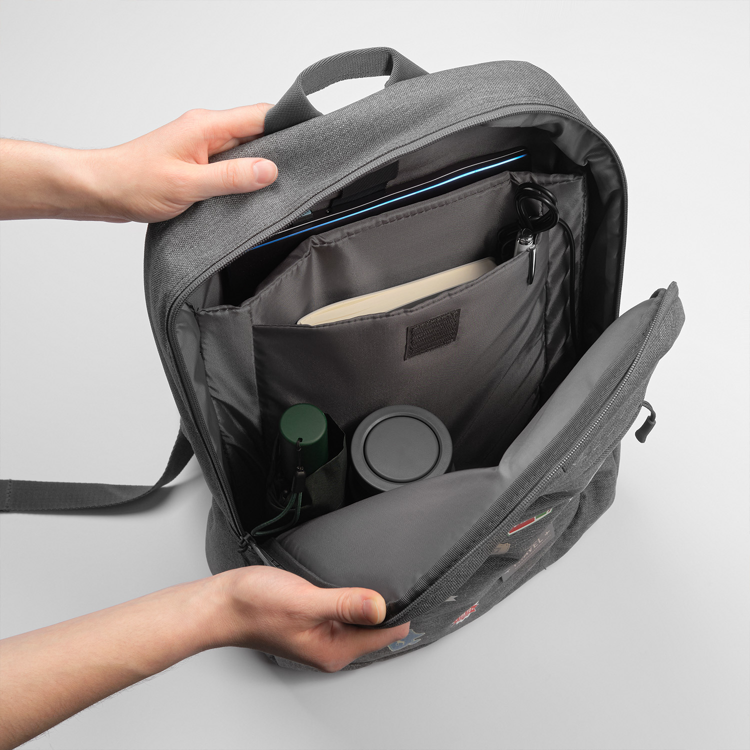 Рюкзак Eclipse с USB разъемом, серый Travel
