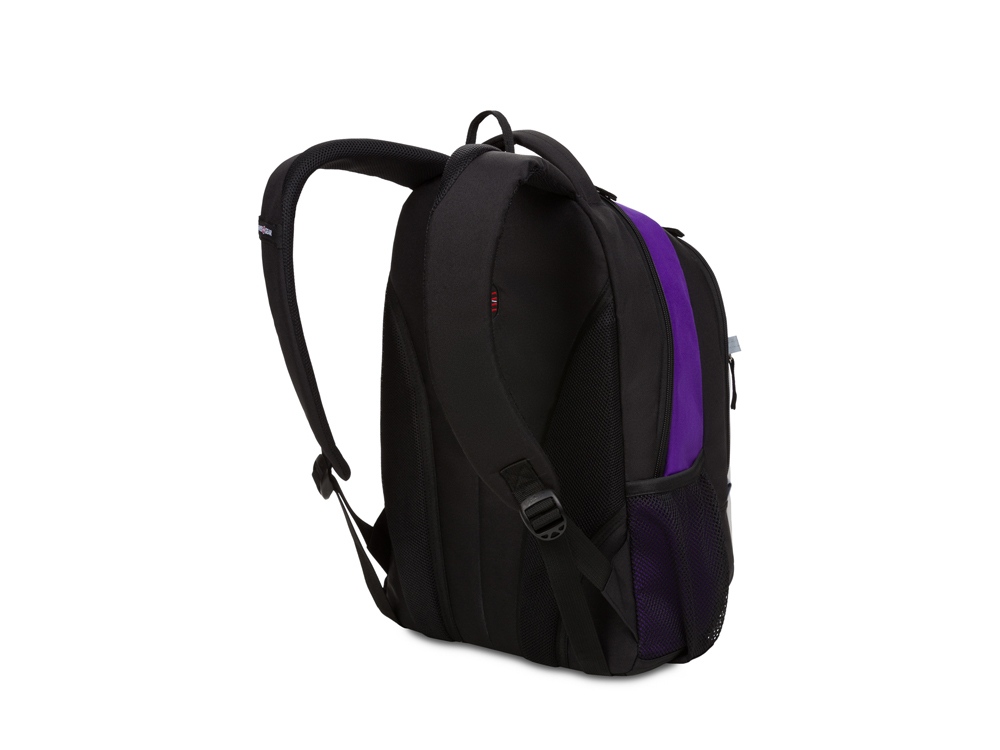 Рюкзак SWISSGEAR, чёрный/фиолетовый/серебристый, полиэстер 600D, 32х15х45 см, 22 л