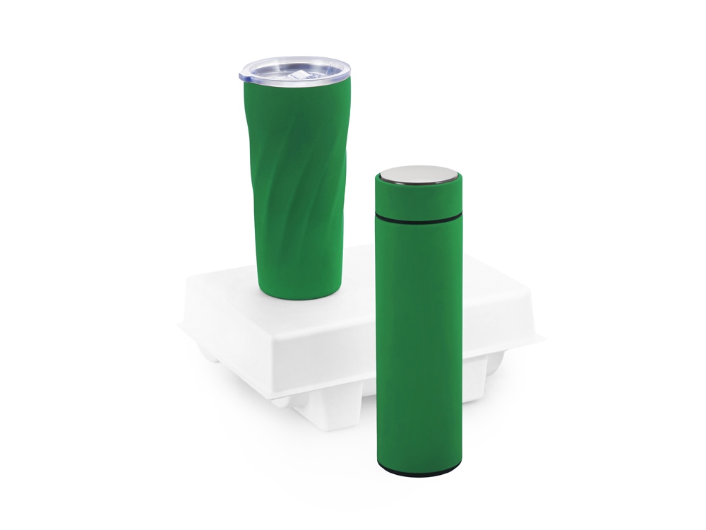 Подарочный набор FAMILY с термосом и термокружкой, зеленый