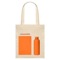 Подарочный набор Medium, оранжевый (шоппер, ежедневник, ручка, термобутылка)