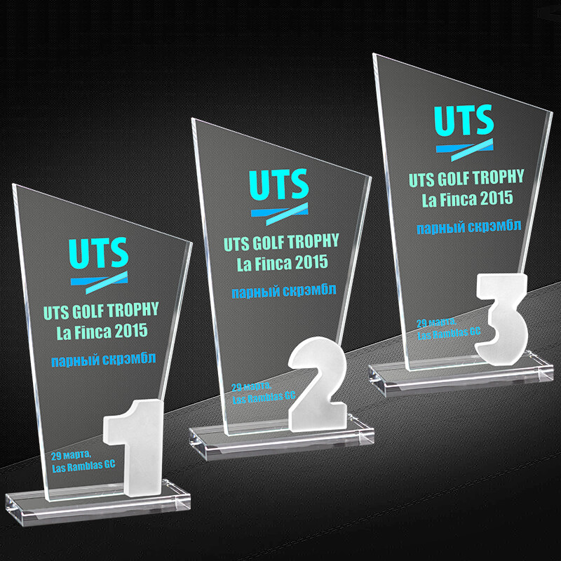 Награда из стекла с цветной печатью 2 место