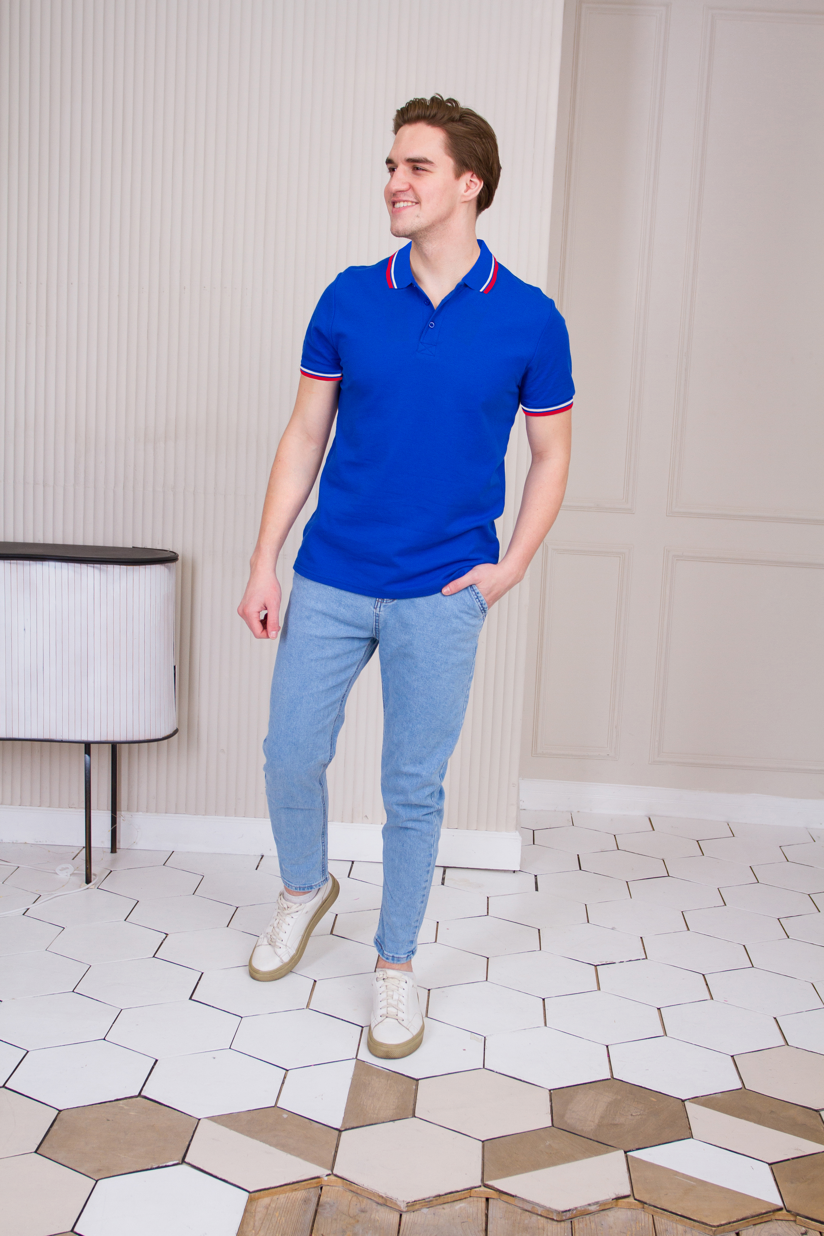 Рубашка поло мужская 04RUS Триколор