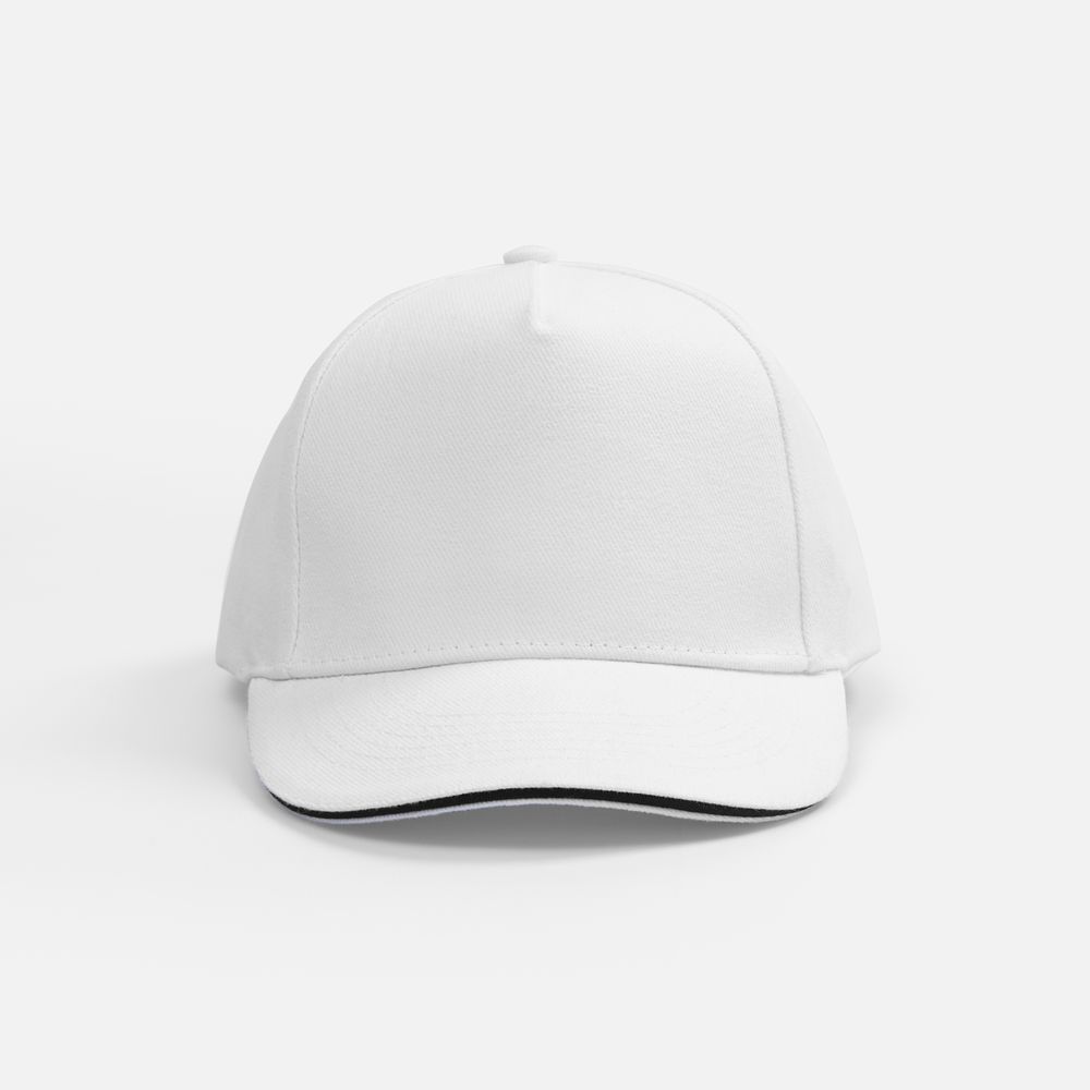 Бейсболка Classic 2.0, белая с темно-синим кантом