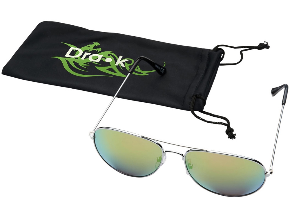 Солнечные очки Aviator с цветными зеркальными линзами, зеленый