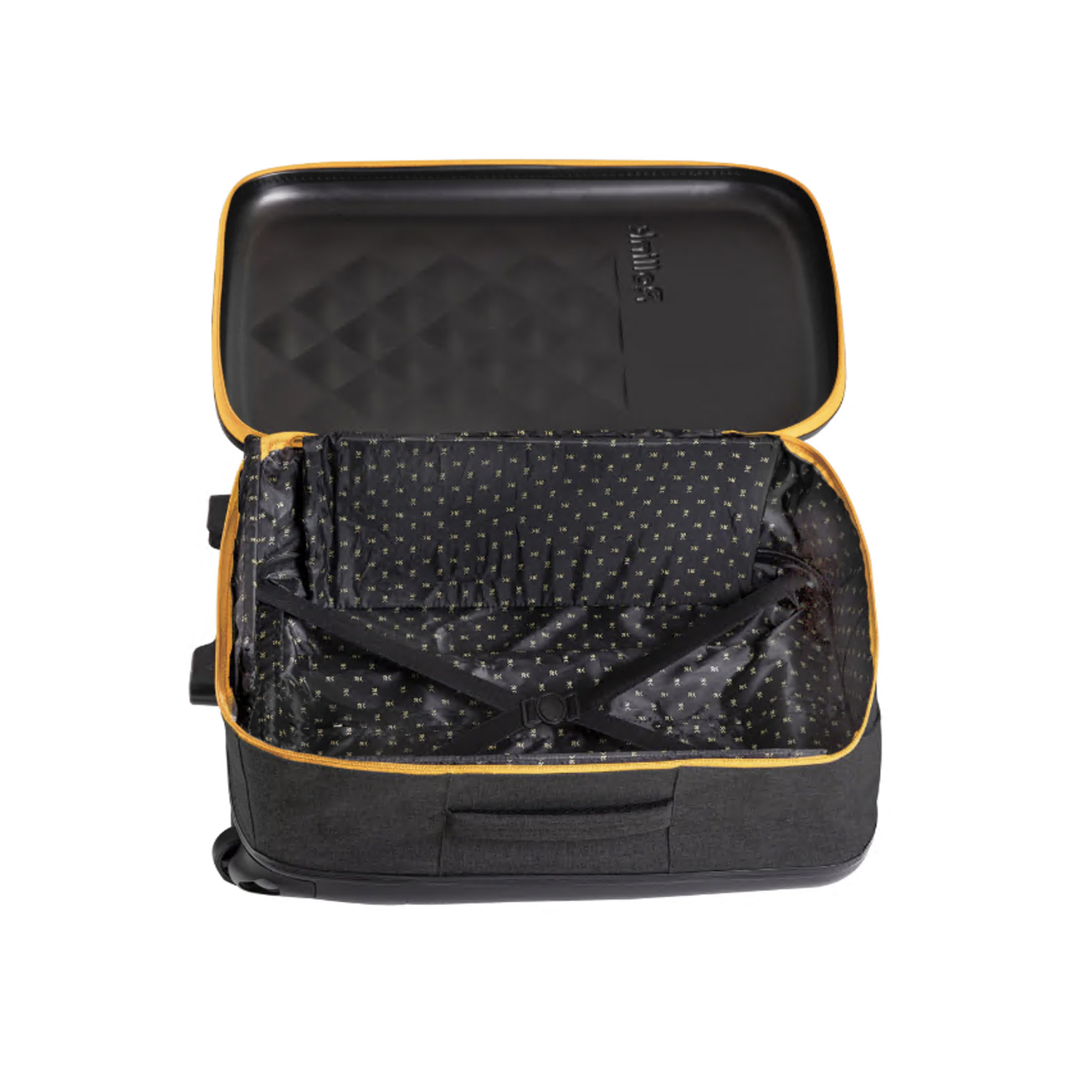 Чемодан складной Rollink Earth 55x40x20 см, 2 колеса, черный/оранжевый