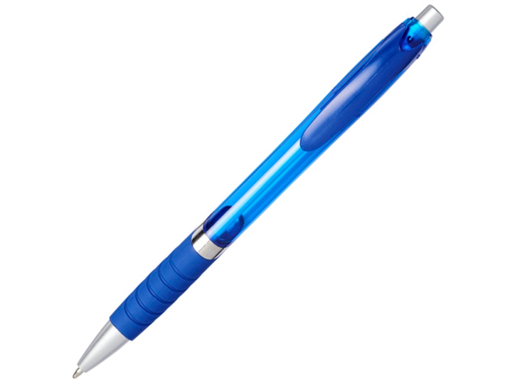Шариковая полупрозрачная ручка Turbo с резиновой накладкой, cиний