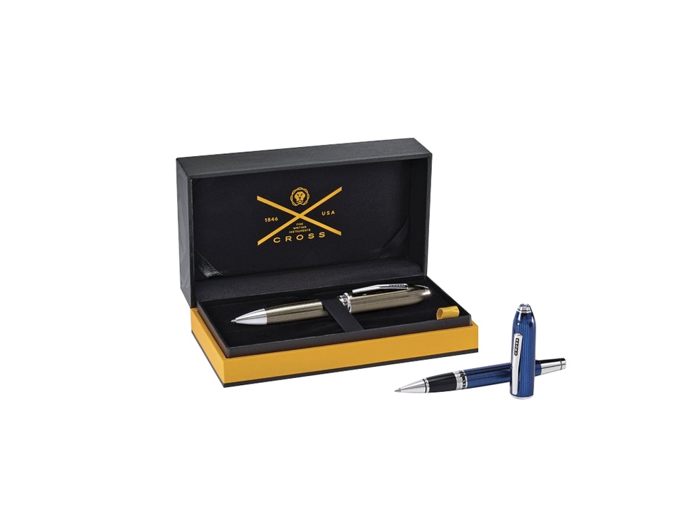 Шариковая ручка Cross Peerless Translucent Quartz Blue Engraved Lacquer