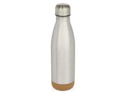 Бутылка для воды Cove из нержавеющей стали с двойными стенками и вакуумной изоляцией, объемом 500 мл, с пробковыми деталями - Matted silver