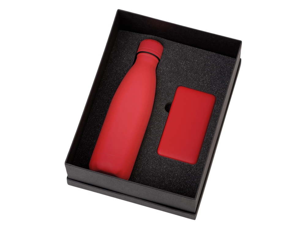 Подарочный набор с термобутылкой и повербанком С1, 5000 mAh, красный