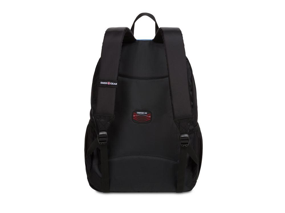 Рюкзак SWISSGEAR, чёрный/голубой, полиэстер, 32х14х45 см, 20 л