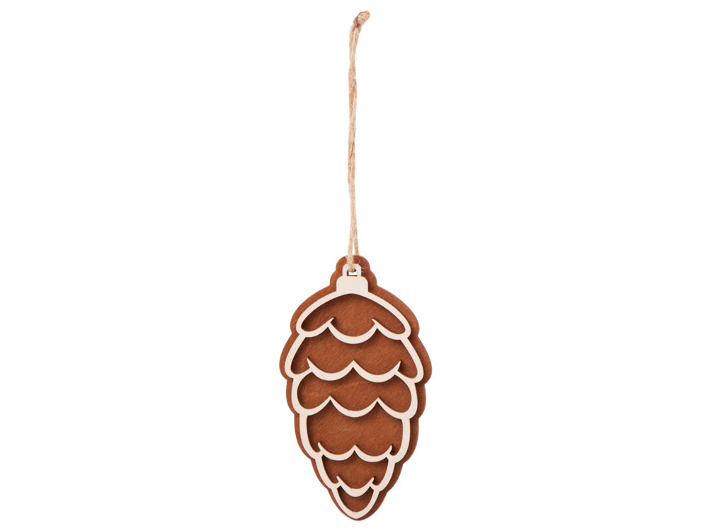 Подвеска шишка с цветной подложкой, коричневая подложка