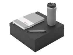 Подарочный набор с блокнотом С2, металлической ручкой и термокружкой, серый