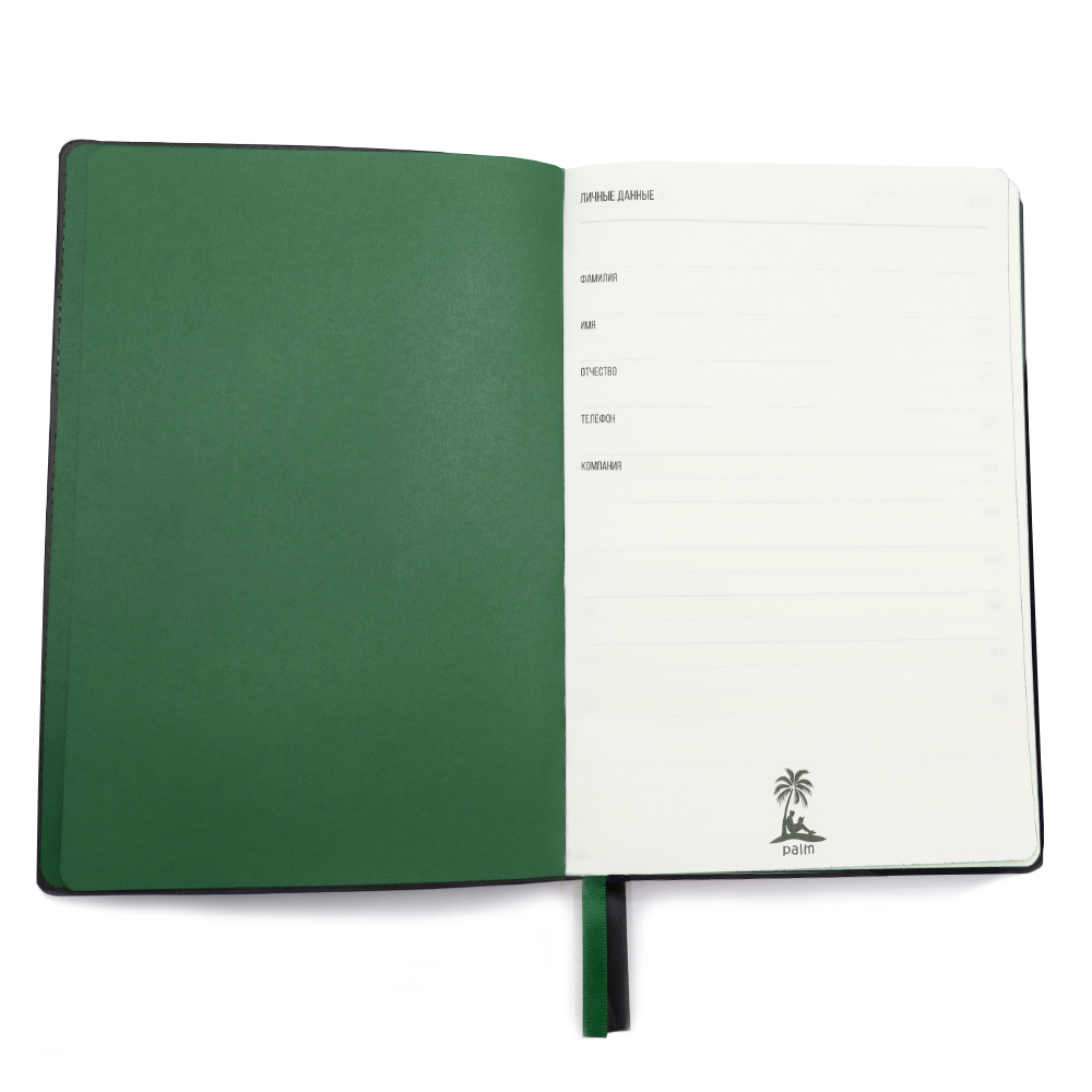 Ежедневник A5 недатированный Efemero в мягком переплёте, черный/тёмно-зеленый Ежедневник A5 недатированный Efemero в мягком переплёте, черный/тёмно-зеленый