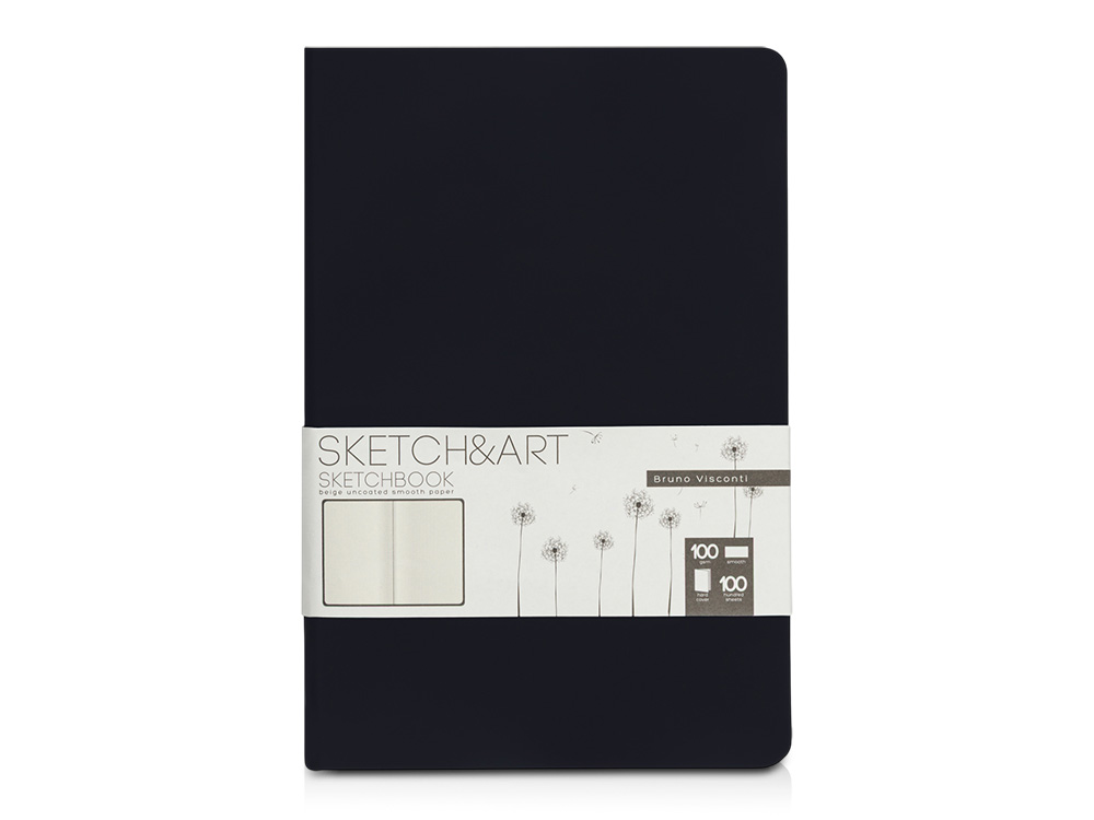 Скетчбук Sketch & Art в твердом переплете 143х216 мм, 100 л. черной бумаги 100 г/м2, черный Скетчбук Sketch & Art в твердом переплете 143х216 мм, 100 л. черной бумаги 100 г/м2, черный