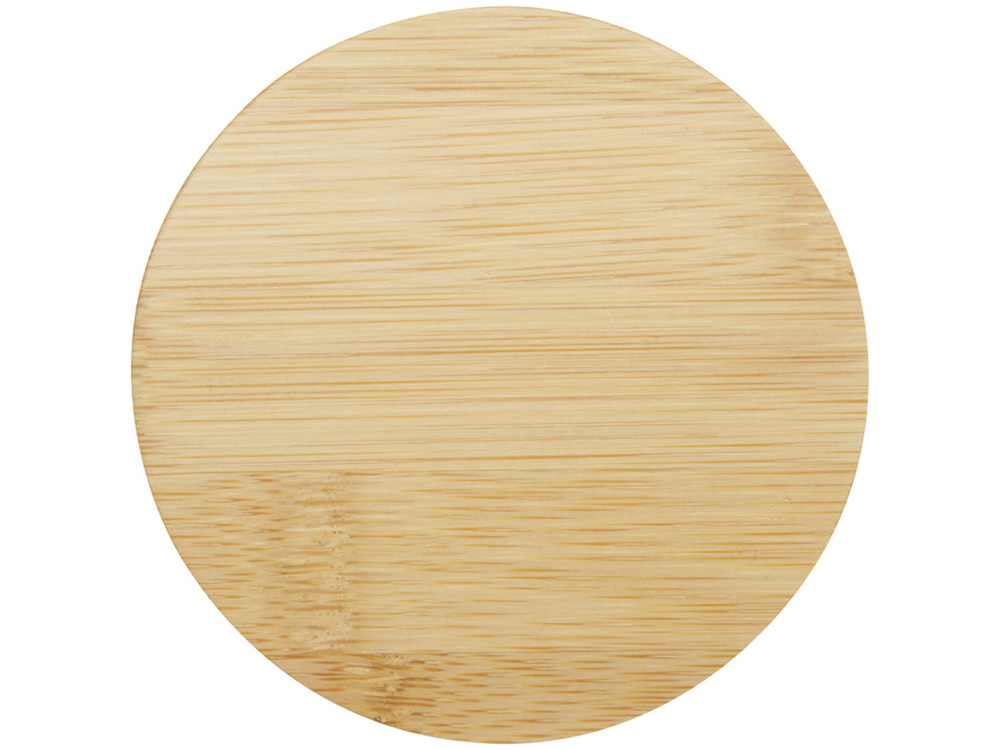 Стеклянная кружка Leona объемом 350 мл с бамбуковой крышкой - прозрачный