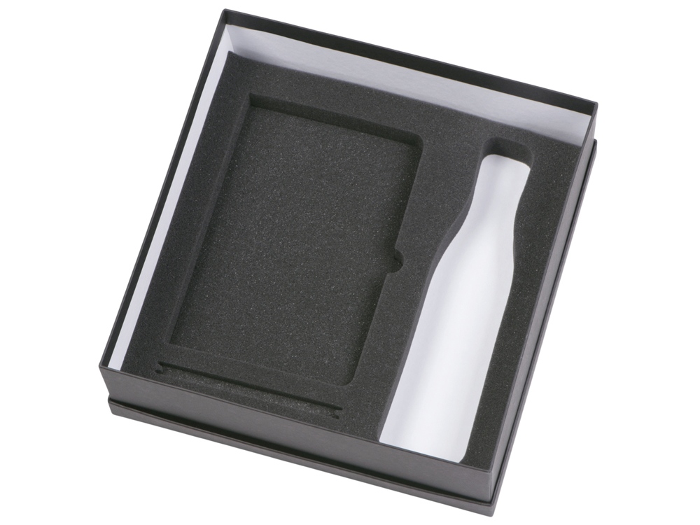 Подарочный набор с блокнотом С1, металлической ручкой и термобутылкой, черный Подарочный набор с блокнотом С1, металлической ручкой и термобутылкой, черный