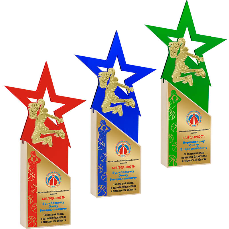 Акриловая награда с сублимационной печатью баскетбол