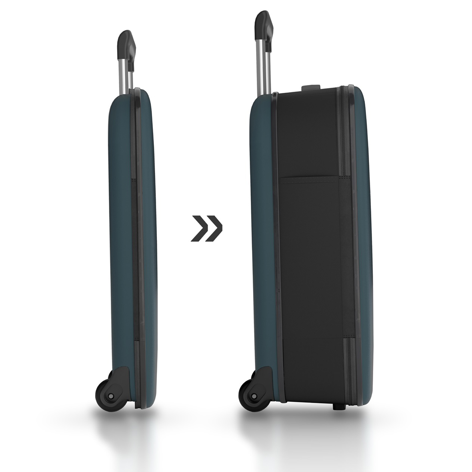 Чемодан складной Rollink Vega II 55x40x20 см, 2 колеса, сине-зеленый