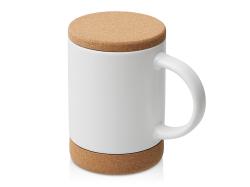 Кружка 450 мл с пробковым дном с крышкой Корк & Бон, белый
