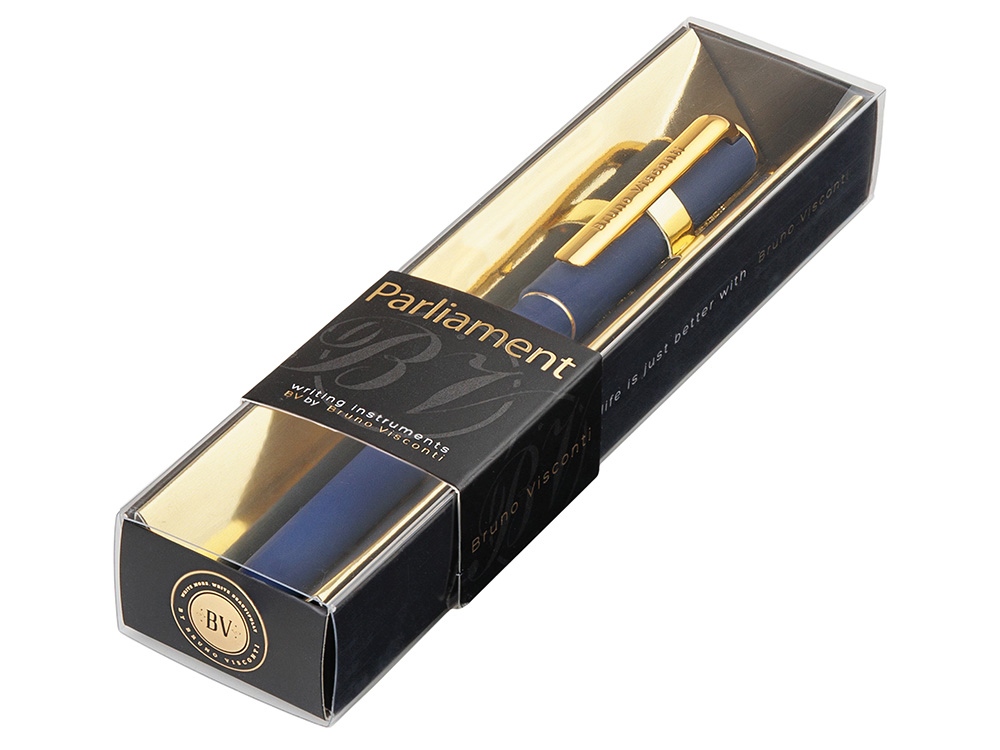 Ручка пластиковая шариковая Parliament, 0,7 мм, синие чернила, темно-синий/золотистый