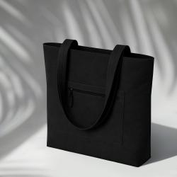 Сумка на молнии Zipper  Neo из хлопка 280 г c карманом на молнии спереди, черный