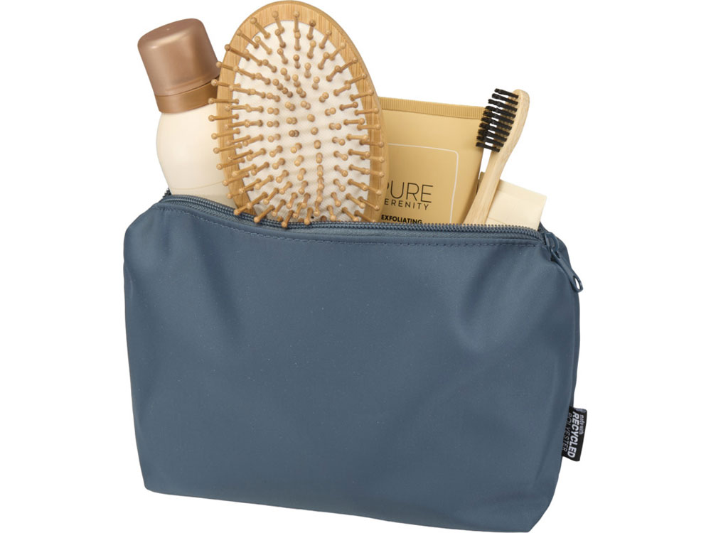 Trip Aware™ дорожная косметичка из переработанного материала 2 л, серо-синий