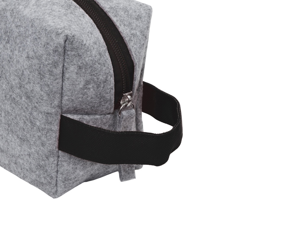 Органайзер для электроники и проводов Felt из RPET-фетра с ручкой, серый с черным