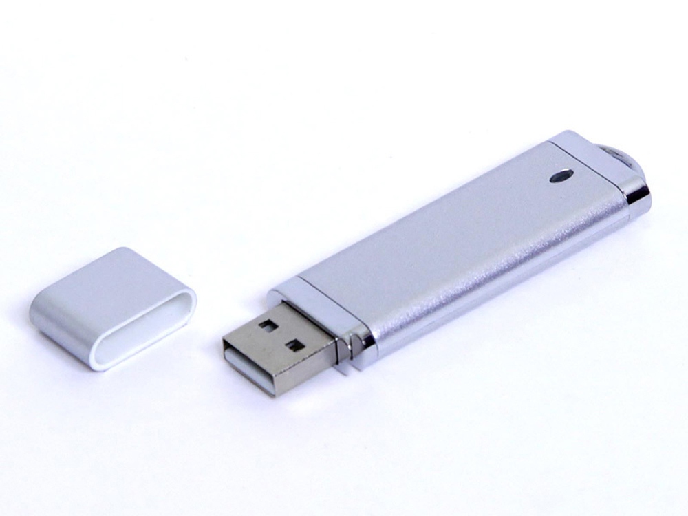 USB-флешка промо на 32 Гб прямоугольной классической формы, серебро USB-флешка промо на 32 Гб прямоугольной классической формы, серебро
