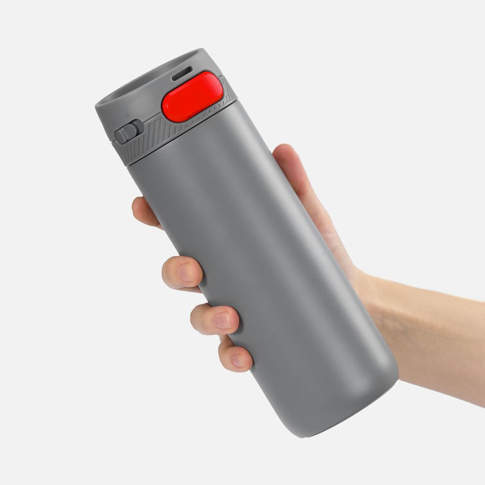 Термостакан X1 с цветной кнопкой, серый с красным