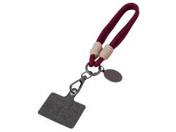 Брелок-браслет Bohemian c тканевым держателем для телефона, бургунди Брелок-браслет Bohemian c тканевым держателем для телефона, бургунди