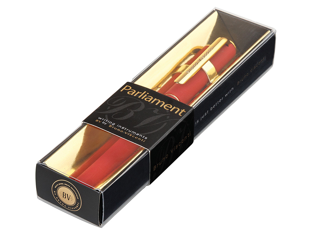 Ручка пластиковая шариковая Parliament, 0,7 мм, синие чернила, красный/золотистый