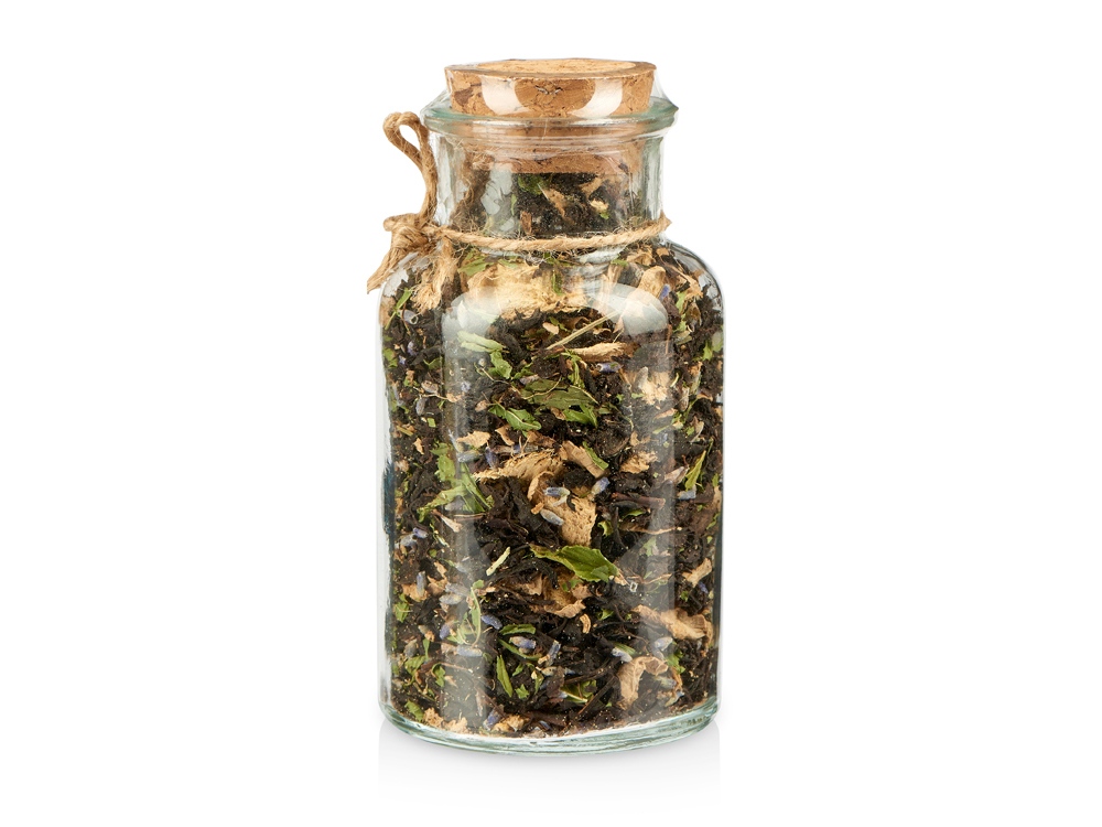 Подарочный набор с пледом, термокружкой и чаем, черный