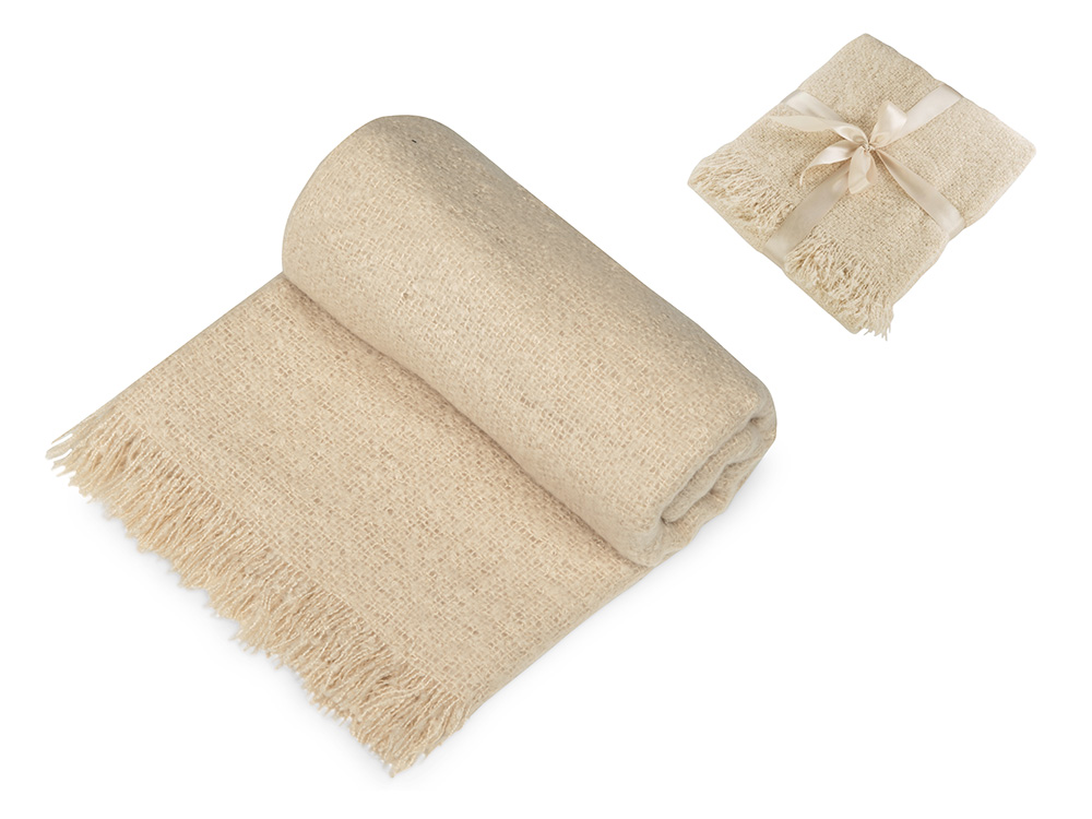Подарочный набор с пледом, увлажнителем и попкорном, бежевый