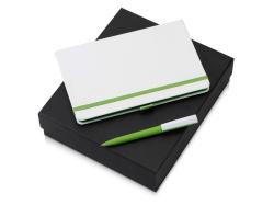 Подарочный набор Jacque white 2.0. с ручкой и блокнотом, зеленое яблоко