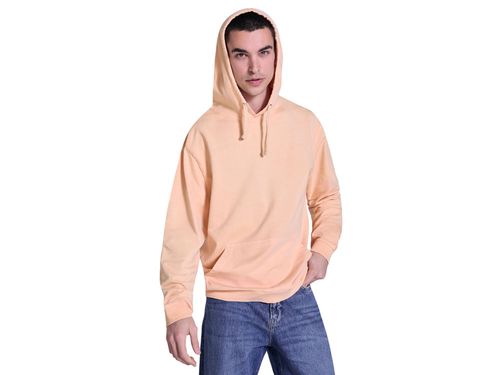 Толстовка с капюшоном KENIA унисекс, светло-абрикосовый выстиранный
