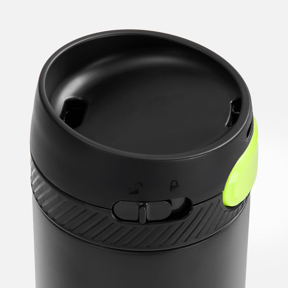 Термостакан X1 с цветной кнопкой, черный с желтым