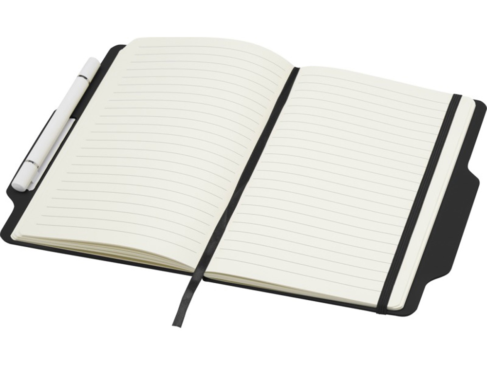 Nexus блокнот формата А5 в твердой обложке с ручкой и карандашом - сплошной черный