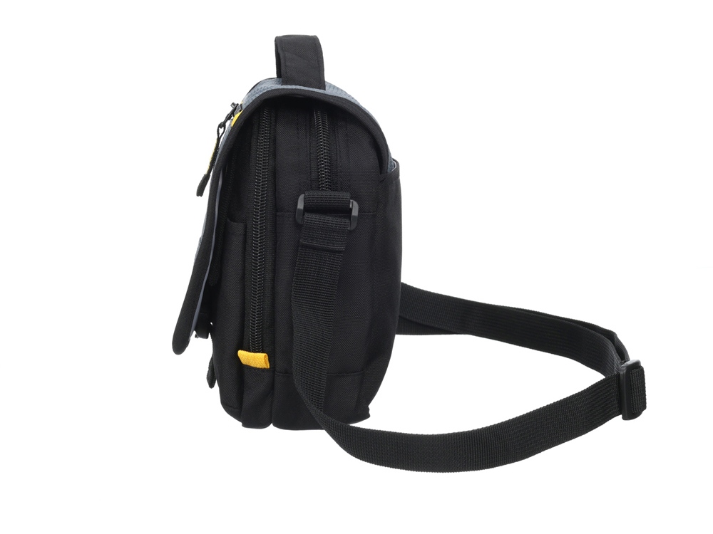 Сумка наплечная TORBER, черный/серый, полиэстер/добби, 15х5х22 см