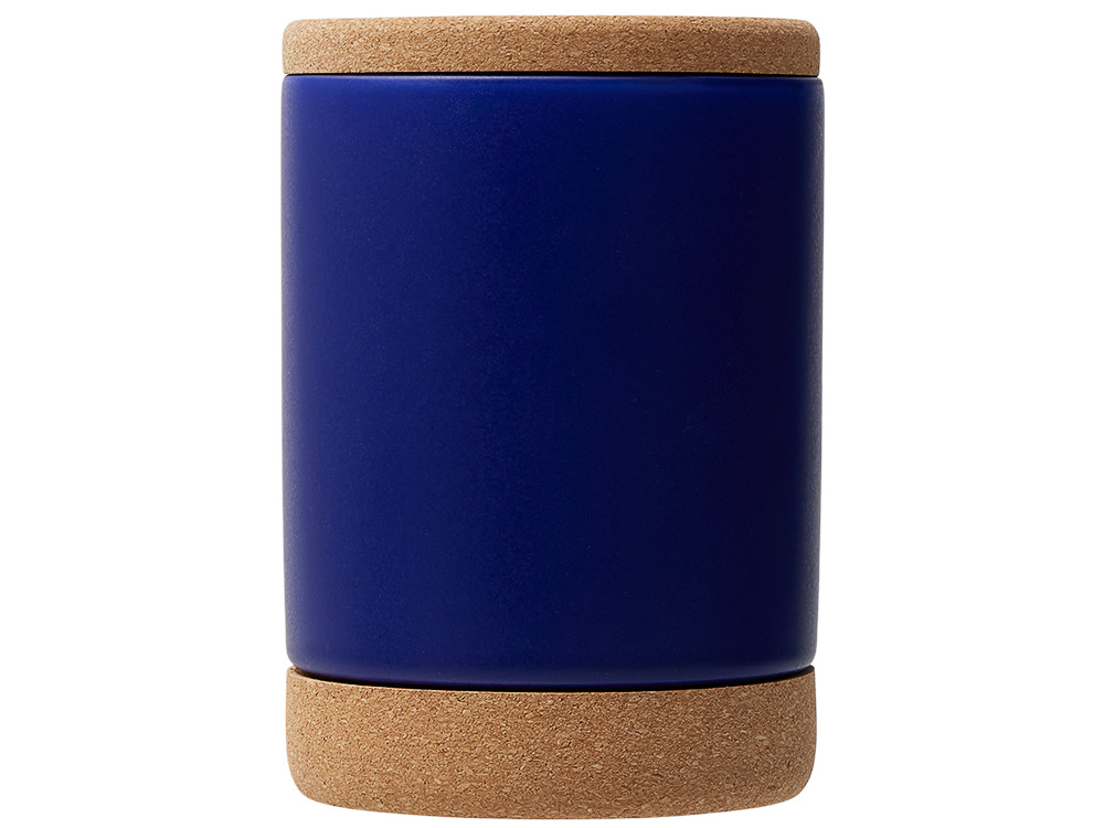 Кружка 450 мл с пробковым дном с крышкой Корк & Бон, глубокий синий