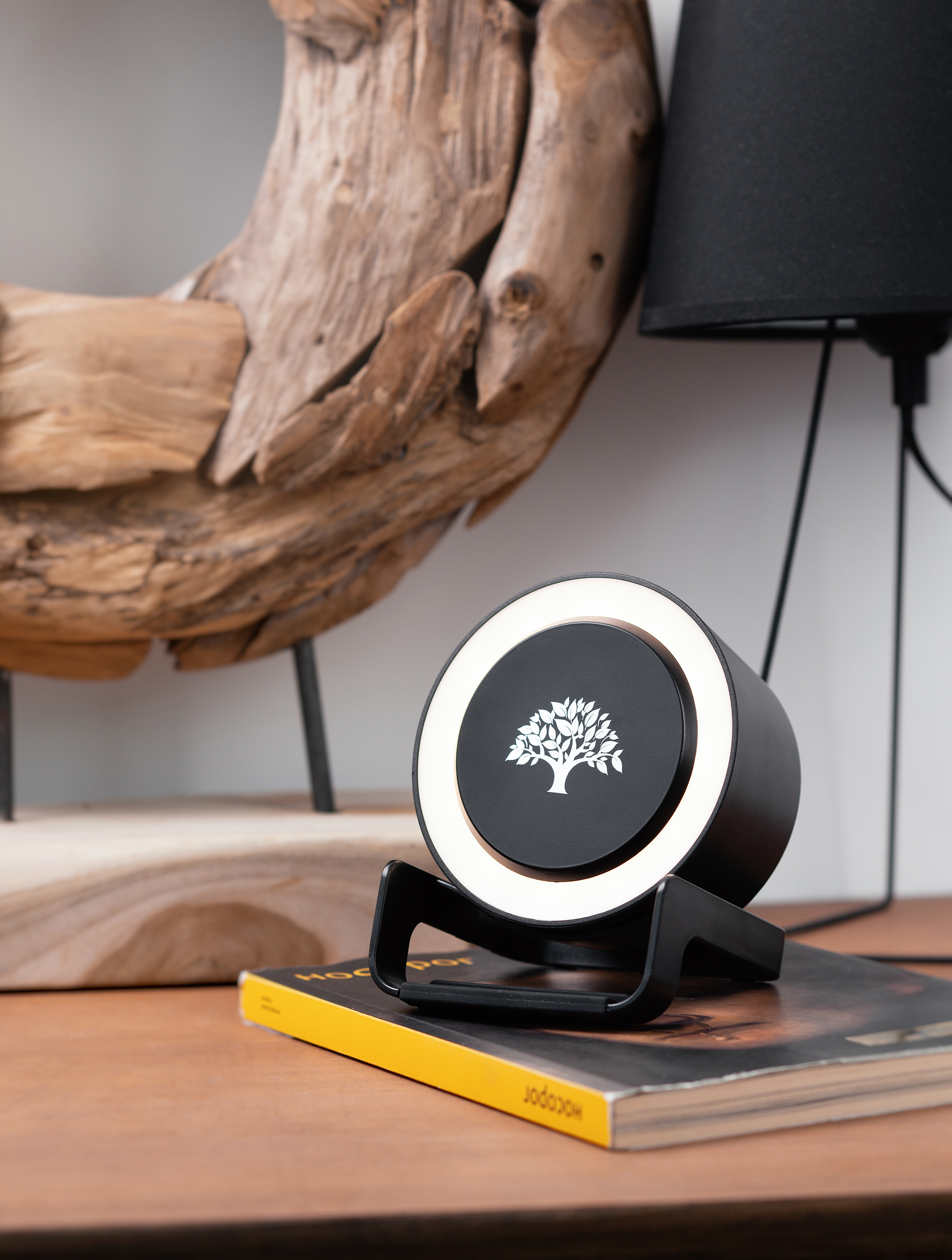 Bluetooth колонка-подставка "Smart Loud" с беспроводным (10W) зарядным устройством, лампой и подсветкой логотипа Bluetooth колонка-подставка "Smart Loud" с беспроводным (10W) зарядным устройством, лампой и подсветкой логотипа